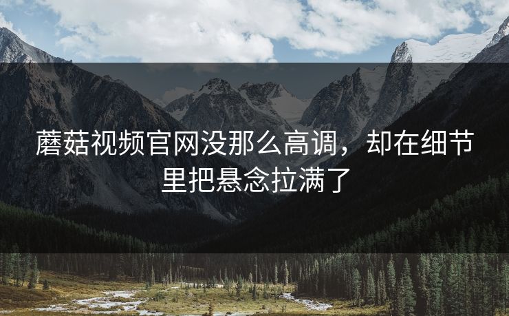 蘑菇视频官网没那么高调，却在细节里把悬念拉满了