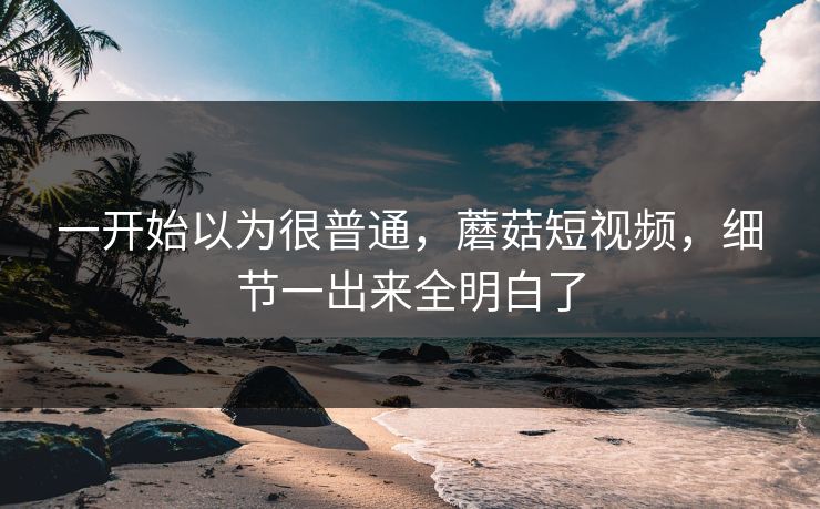 一开始以为很普通，蘑菇短视频，细节一出来全明白了