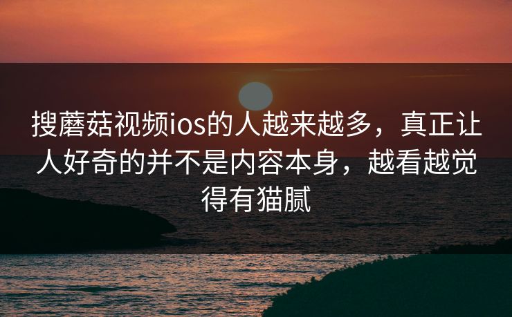 搜蘑菇视频ios的人越来越多，真正让人好奇的并不是内容本身，越看越觉得有猫腻