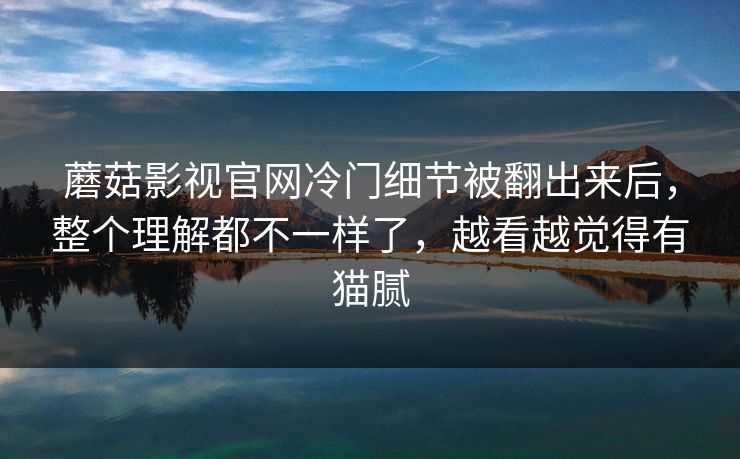 蘑菇影视官网冷门细节被翻出来后，整个理解都不一样了，越看越觉得有猫腻
