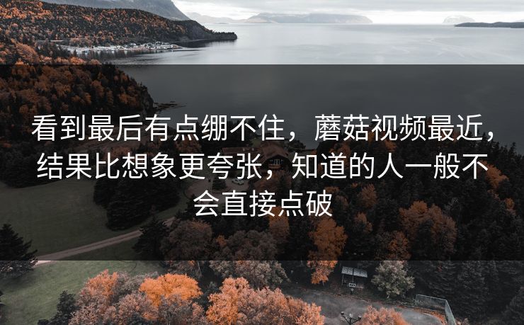 看到最后有点绷不住，蘑菇视频最近，结果比想象更夸张，知道的人一般不会直接点破