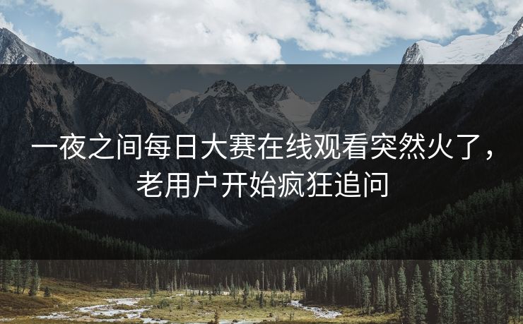 一夜之间每日大赛在线观看突然火了，老用户开始疯狂追问