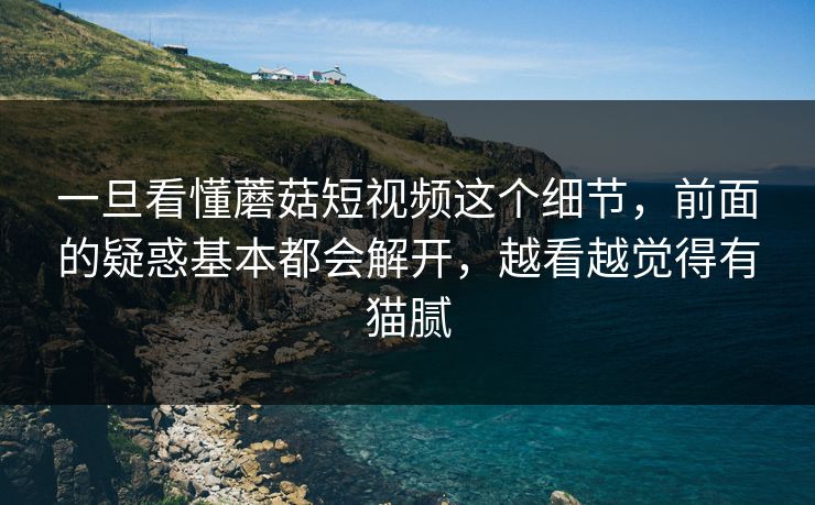 一旦看懂蘑菇短视频这个细节，前面的疑惑基本都会解开，越看越觉得有猫腻