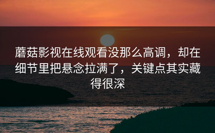蘑菇影视在线观看没那么高调,却在细节里把悬念拉满了,关键点其实藏得很深 蘑菇影视在线观看没那么高调,却在细节里把悬念拉满了,关键点其实藏得很深