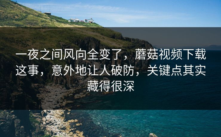 一夜之间风向全变了，蘑菇视频下载这事，意外地让人破防，关键点其实藏得很深