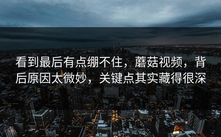 看到最后有点绷不住，蘑菇视频，背后原因太微妙，关键点其实藏得很深