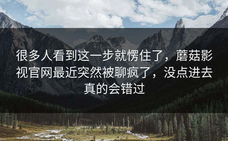 很多人看到这一步就愣住了，蘑菇影视官网最近突然被聊疯了，没点进去真的会错过