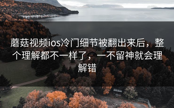 蘑菇视频ios冷门细节被翻出来后，整个理解都不一样了，一不留神就会理解错