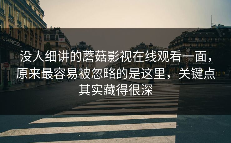 没人细讲的蘑菇影视在线观看一面，原来最容易被忽略的是这里，关键点其实藏得很深