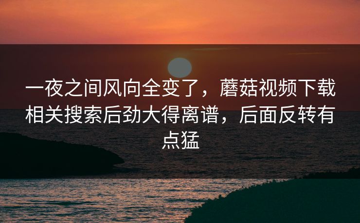 一夜之间风向全变了，蘑菇视频下载相关搜索后劲大得离谱，后面反转有点猛